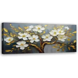 WANDBILD weiße blumen pflanzen baum