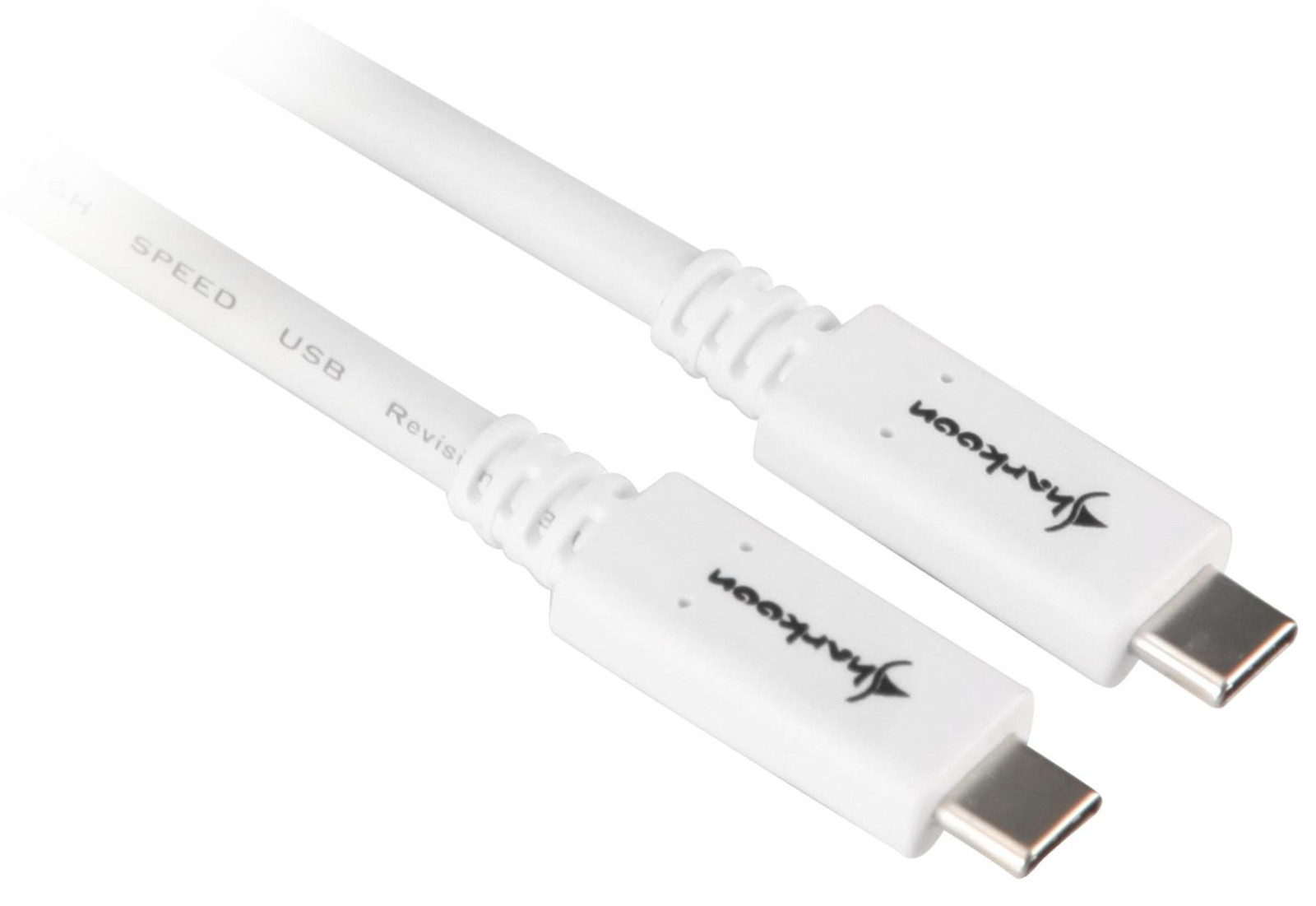 Sharkoon USB 3.2 Gen 2 kabel USB-C naar USB-C, wit, 0,5 meter