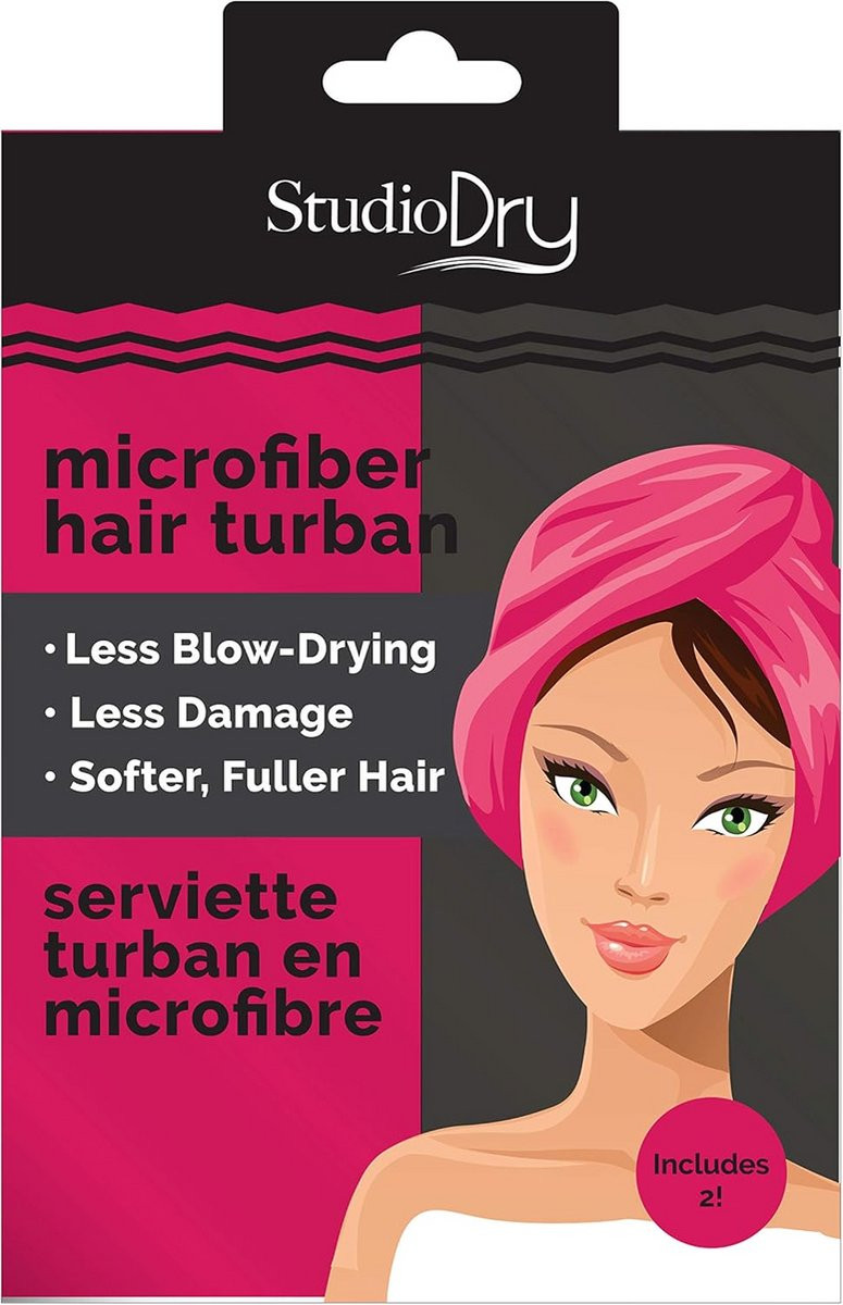 Super absorberende haarhanddoek tulband wrap - Roze/Zwart