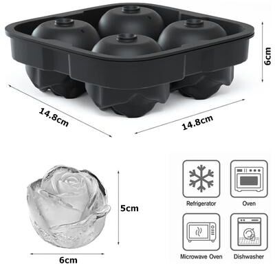 Smart Shopping Spot Rose Shaped Silicone Ice Cube Tray With Funnel For Whiskey & Cocktails l