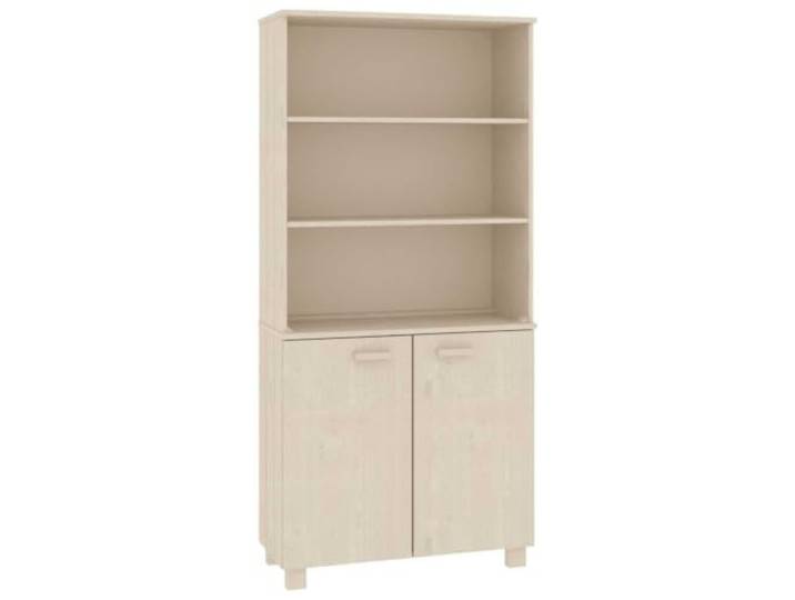HGFDVCMR Highboard HAMAR Massivholz Kiefer Honigbraun 85x35x180 cm Rustikaler Schrank aus Kiefern-Massivholz mit offenen Fächern und Türen für Wohnzimmer und Essbereich.