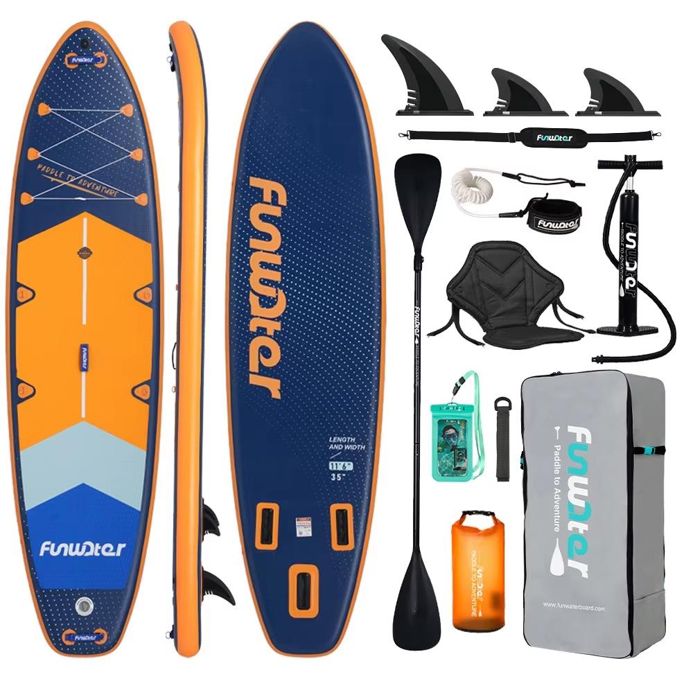 Aufblasbares SUP-Board, 350x90x15 cm - Ultraleichtes PVC - Rutschfeste Oberfläche für Yoga, Angeln, Surfen - Paddleboard für Erwachsene