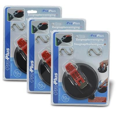 Proplus 3x Saugnapf Befestigung mit Ring + 2 S-Haken [Hersteller-Nr. 758082]