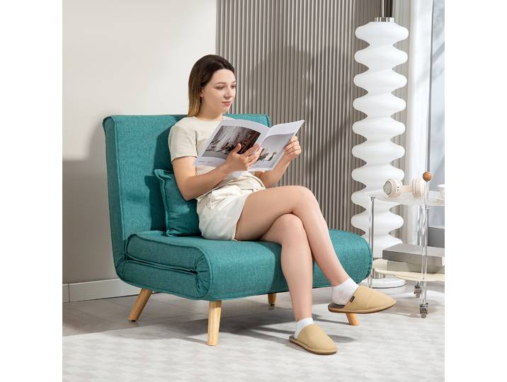 HOMCOM Fauteuil Convertible 1 Place Canapé-Lit Vert