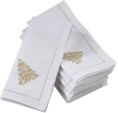 Saro Lifestyle Hemstitch Table Napkins With Embroidered Pine Tree Design (Set of 6)