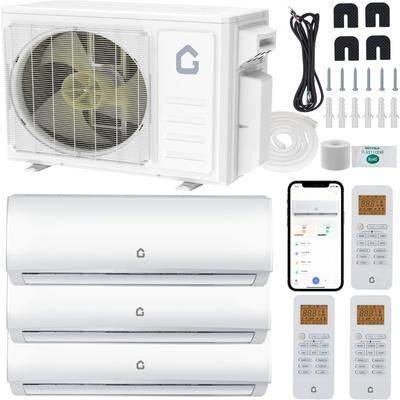 YUN 35000 BTU 2-Zone Mini Split AC & Heat Pump, 12K+24K, WiFi, 19 SEER2, Quiet - White