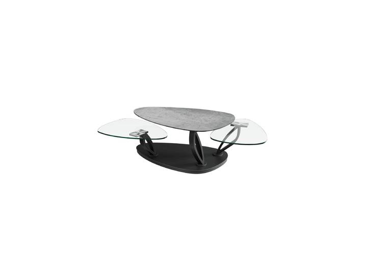 Ausziehbarer, flexibler Design Keramik Couchtisch „Magnolias“ Silver/Transparent Akante Design