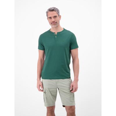T-Shirt LERROS "T-Shirt mit Rundhalsausschnitt und Knopfleiste", Herren, Gr. XXL, soft teal, 100% Baumwolle, Rundhals, Shirts T-Shirt