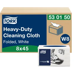 Tork Extra Starke Reinigungstücher Weiß W8, Mehrzweck-Design, 8 × 45 Tücher, 530...