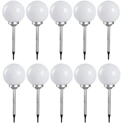 10er Set LED Solar Außen Kugel Erdspieß Steck Leuchten Garten Balkon Lampen weiß