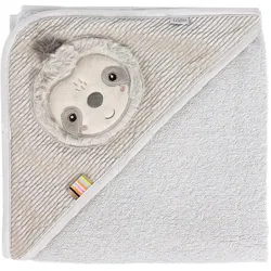 Fehn, Babybadetuch, Kapuzenbadetuch Faultier Grau/Beige, Detailfarbe: Beige (80 x 80 cm)