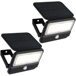 Wandlampe mit Bewegungsmelder LED Solarleuchte Haustürlampe Gartenlampe, 1x LED 400lm neutralweiß, BxH 14,4x10,4 cm, 2er Set