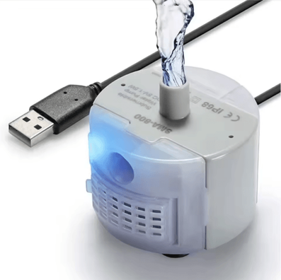 Inspire Picks USB Pet Fountain Water Pump With LED Light Replacement Motor For Cat Water Dispensers white Round 1 Pc