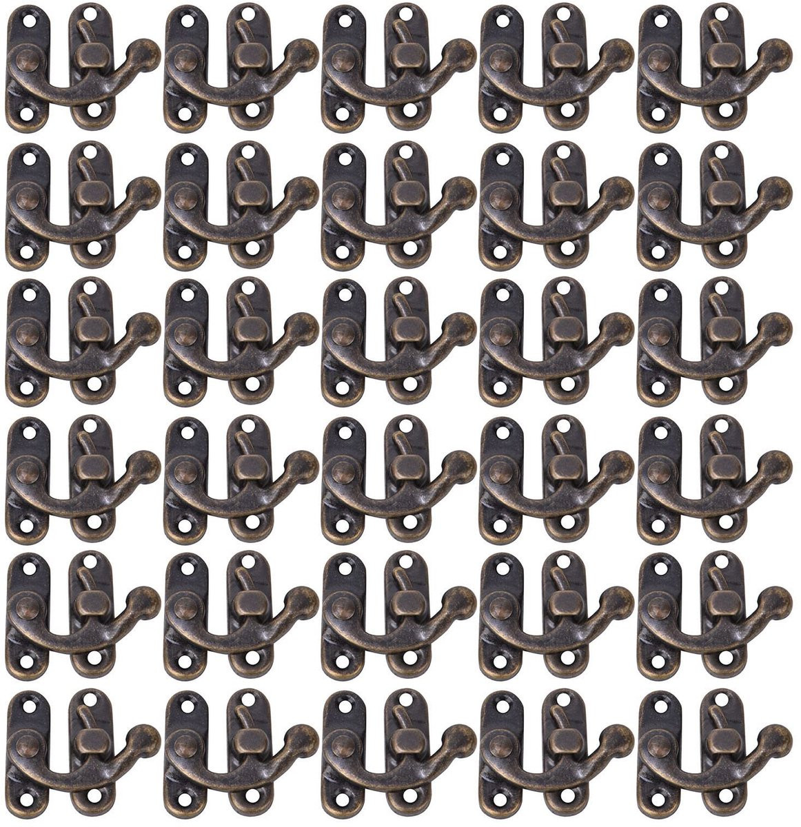 Dailygoods Hasp Grendelhaak 30 stuks Antiek Vintage B/D: 3,2 x 2,8 cm