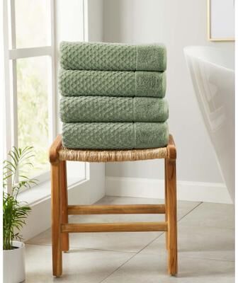 Linery & Co. Cotton Diamond Waffle Texture Bath Towels