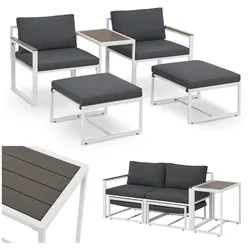 Juskys Gartenmöbel Sofa Set Bari - Metall Gartenlounge - Balkonmöbel - Balkon Garten Outdoor - Grau