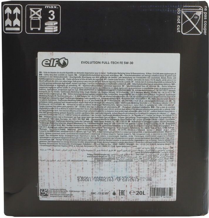 Motoröl ELF 2230201 Evolution Fulltech FE 5W30 20L