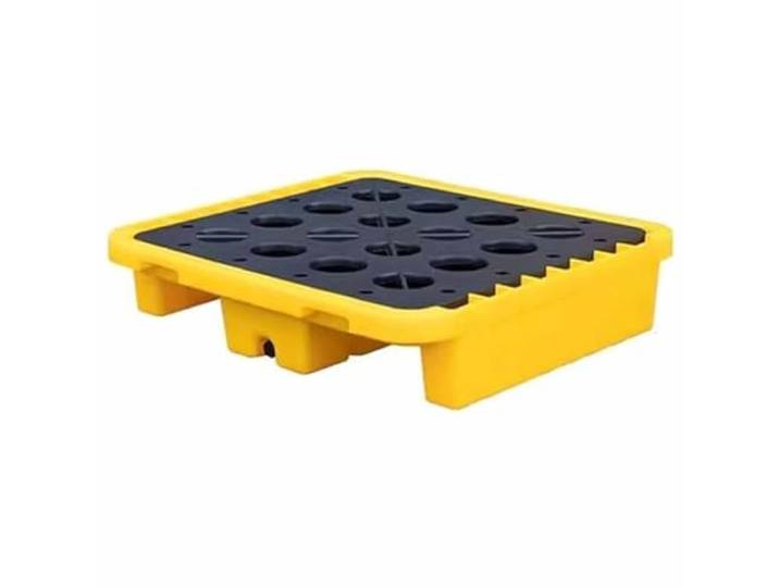Gelb-schwarze, modulare Palette zur Auffangwanne for verschüttete Flüssigkeiten mit Gabelstaplertaschen, Tablett aus Polyethylen, 1 Stück(72x72x16cm)
