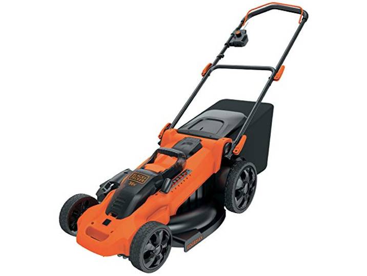 Black & Decker CLMA4825L2-QW Accugrasmaaier, 48 cm, 7 hoogtes, verstelbaar van 38 tot 100 mm, 2 accu's, 36 V, oranje, 48 cm