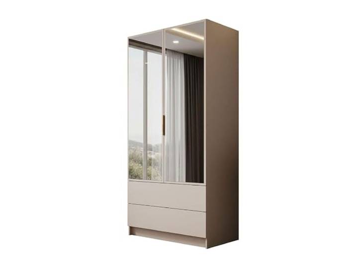 Lookway Kleiderschrank Aurel Kaschmir 2D2S mit Spiegel