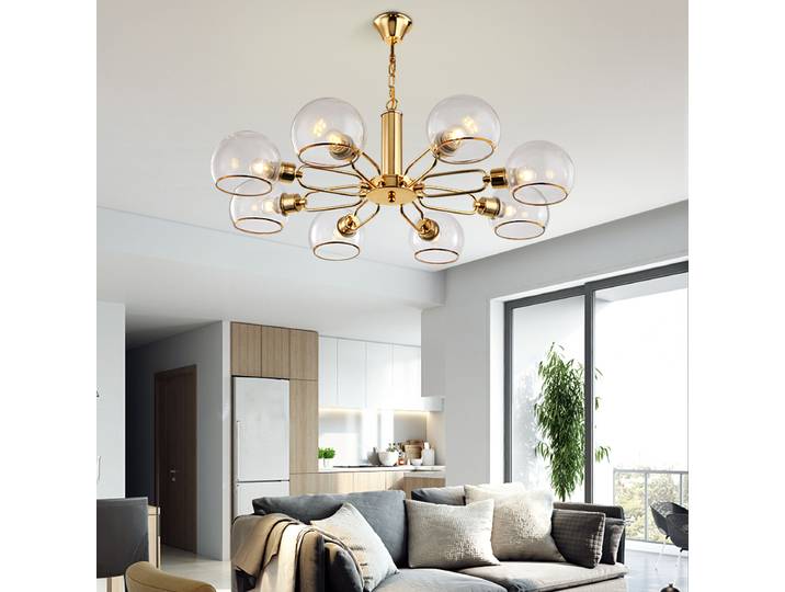 Lustre suspendu en verre scandinave moderne, doré, pour cuisine, salle à manger, design scandinave minimaliste et créatif