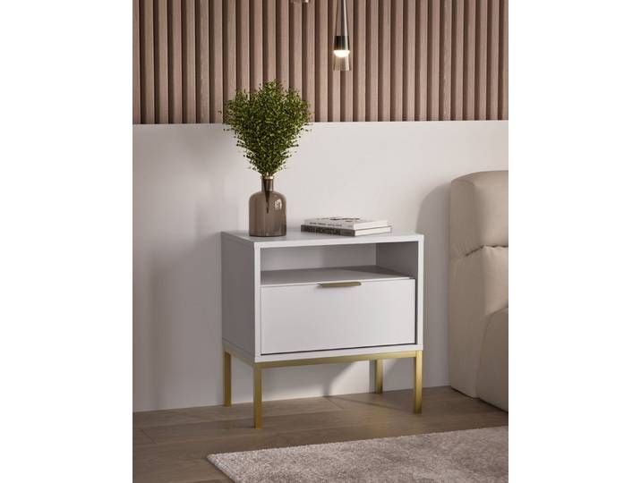Raumhirsch Furniture Nachttisch Austin 50x40x45 cm (Einzelmöbel, Nachttisch mit 1 Schublade und offenem Ablagefach), modernes Design, elegant & funktional, hochwertige Verarbeitung