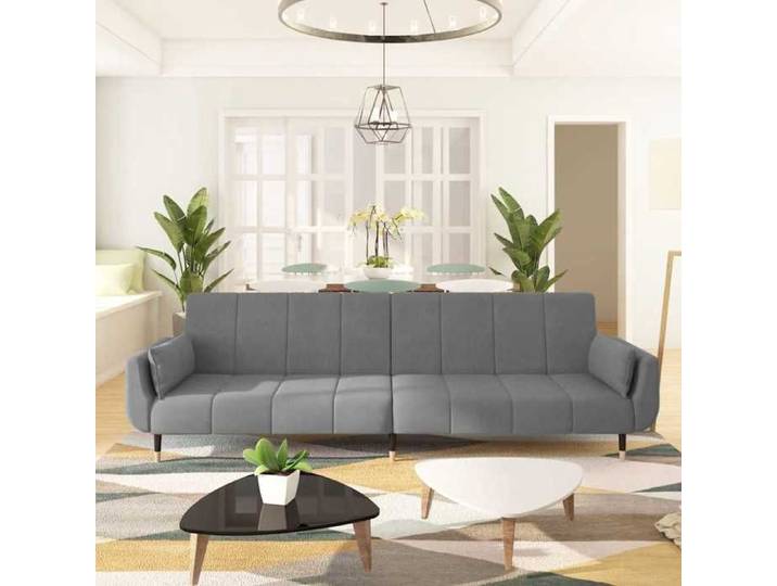 BEWI®Canapé-lit/Sofa Bed - 2 PERSONNES - clic-clac à 2 places avec deux oreillers Gris clair Velours &FR65060