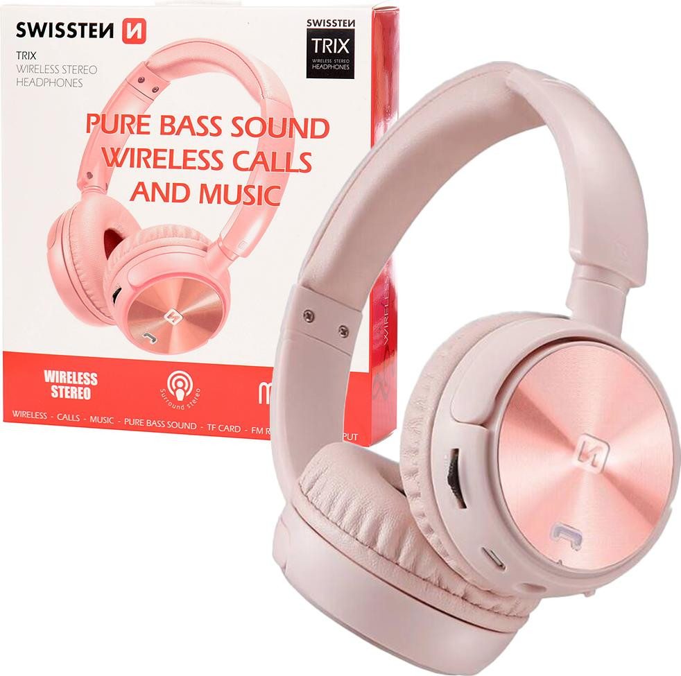 Swissten TRIX draadloze hoofdtelefoon, roze, 20 - 20000 Hz