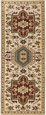 Rug Source Hand-knotted Modern Wool Beige Geometric Area Rug - 7' 9'' X 2' 7''