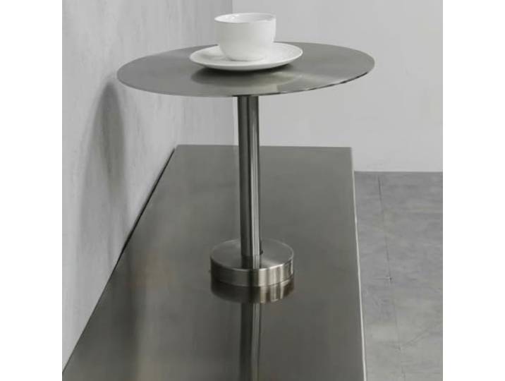 Wandmontierter Edelstahl Beistelltisch Rund, Kleiner Runder Wandtisch Gebürsteter Edelstahl, Platzsparendes Wanddesign, Industrieller Stil, Stabil & Robust(I-type,30cm/11.8in)