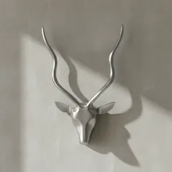 Wanddeko Hirschgeweih Aluminium silberfarben klein im Landhausstil