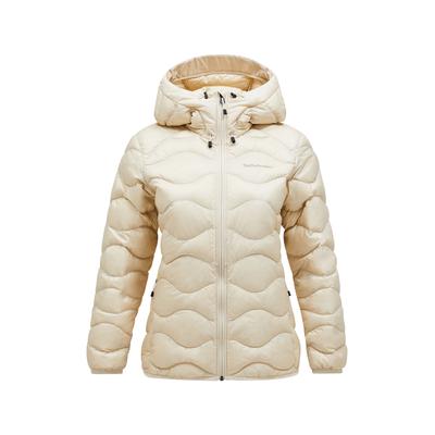 Steppjacke PEAK PERFORMANCE "W Helium Down Hood Jacket", Damen, Gr. M, beige (sand, kombi), Oberstoff: 100% Polyamid. Füllung: 90% Entendaunen, 10% Federn. Futter: 100% Polyamid. Kragen: 100% Polyamid. Accessoire: 100% Polyamid., normal normal, ohne...