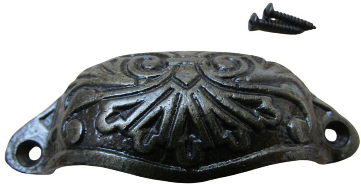 Ironmongery World Ornate Cup Pull Handle Antique Brass