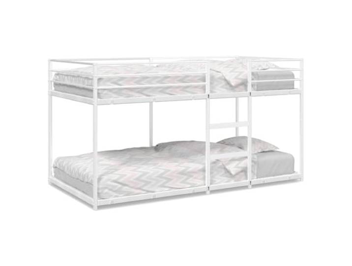 KTHLBRH Etagenbett ohne Matratze weiß 100 x 190 cm aus Stahl Stahlgestell, atmungsaktives Netz, integrierte Leiter, Leiter, Wandbefestigung, zwei Einzelbetten