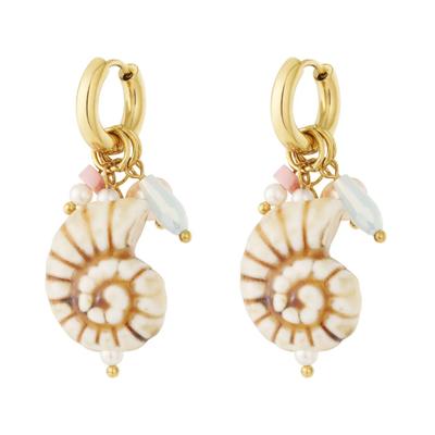Paar Ohrhänger ADELIA´S "Ohrringe Ohrhänger mit Muschelmotiv, goldfarben – 1 Paar", Damen, Gr. Damen, Edelstahl, gold (goldfarben), Ohrringe
