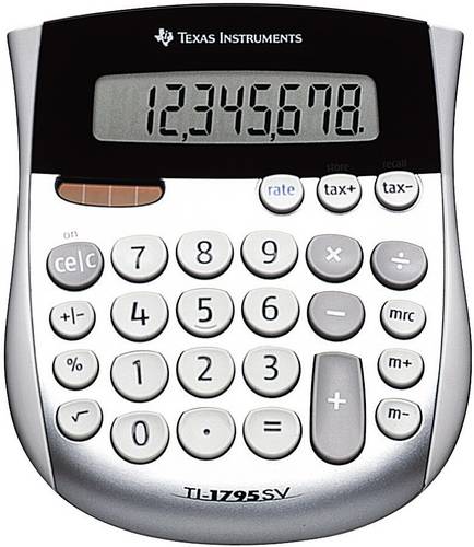 Texas Instruments TI-1795 SV Taschenrechner Silber Display (Stellen): 8 solarbetrieben, batteriebetrieben (B x H x T) 118 x 10 x 138 mm