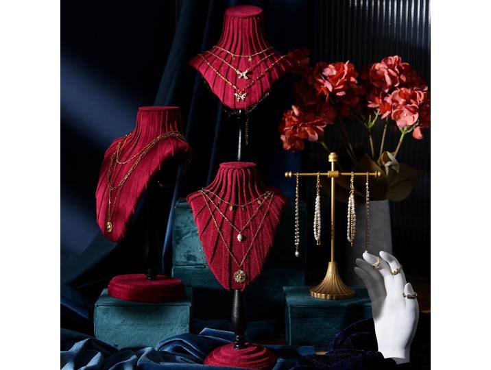 Présentoir à bijoux, en flanelle, pour colliers, rangement, présentoir de comptoir à bijoux, accessoires, modèle de stand à bijoux