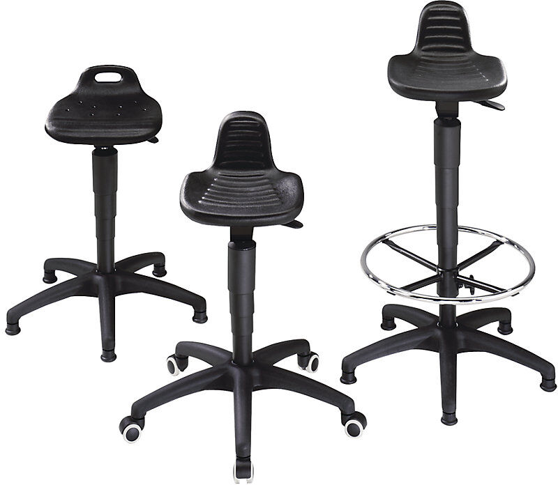 Arbeitshocker, Sitz aus PU-Schaum, mit Bodengleitern meychair