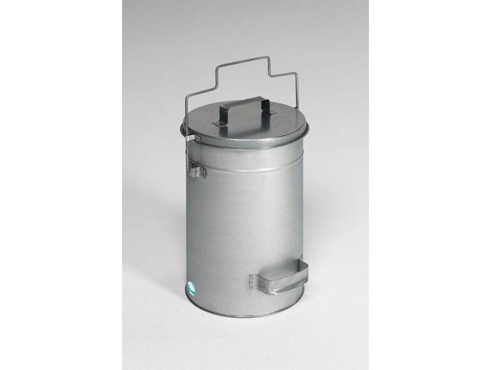PROREGAL® Mülleimer Robuster Sicherheitsbehälter Deckel Tragebügel 38x27x27cm Silber