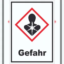 HB-Druck Aufkleber Gesundheitsgefahr Gefahr Sensibilisierung der Atemwege A9 (37x52mm)