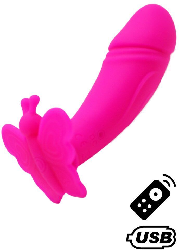 Coeur Ardent BUTTERFLY, Mini Vibromasseur avec stimulateur clitoridien Papillon rose USB, avec télécommande