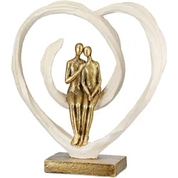 GILDE Skulptur Herz Passion Paarmotiv - beige|gold