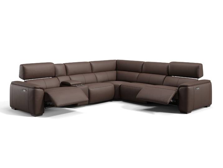 Leder Wohnlandschaft CALVERA Ecksofa elektrisch Eckgarnitur Eckcouch
