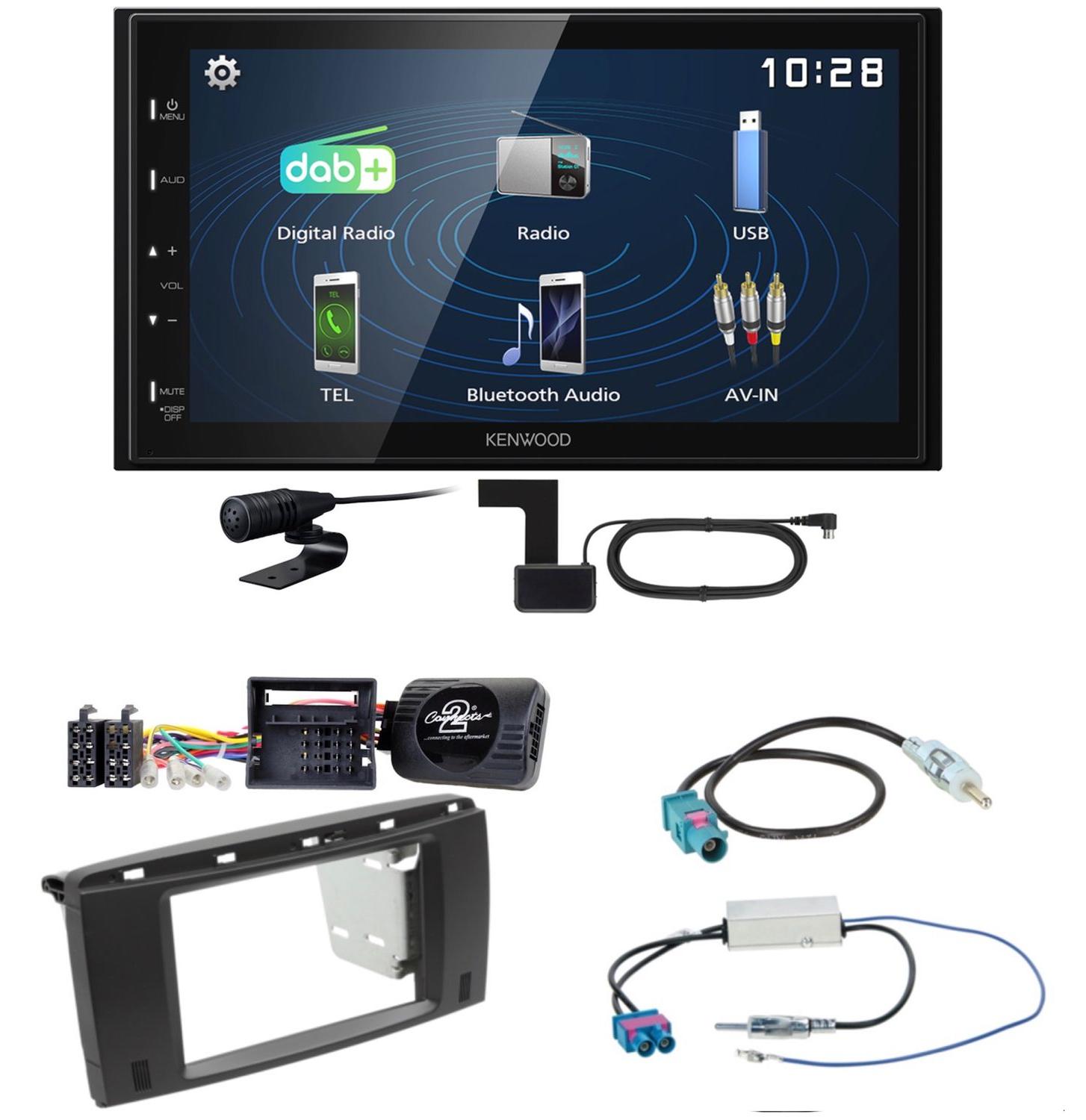 Kenwood DMX129DAB DAB+ Bluetooth USB Einbauset für Mercedes R W251