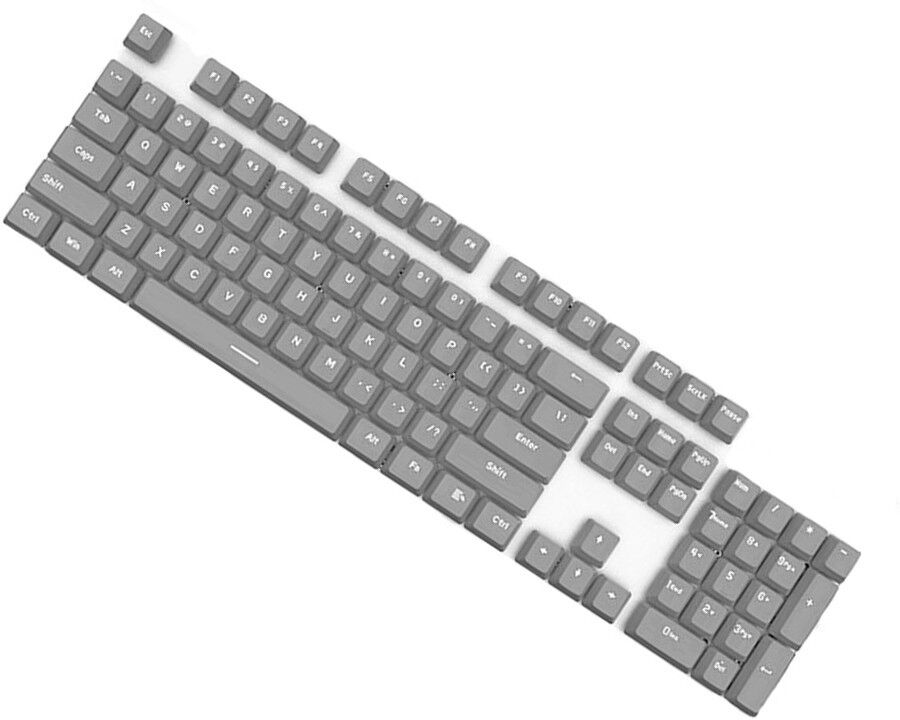 INF ABS-Tastenkappen-Set – Shine-Through Closed-Legend für 61/87/104-Tasten, stabilizer-kompatibel, inkl. Keycap-Abzieher Grau