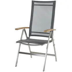 Diamond Garden Hochlehner VENEDIG, Edelstahl / Sunproof Sling Schwarz/Silber