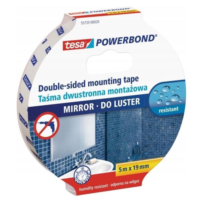 tesa 55733-00020 Powerbond Spiegel-Klebeband, doppelseitig (19 mm) (H5573320)