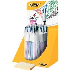 Bic, Schreibstifte, 4-Farb-Druckkugelschreiber  4 Colours Shine, 0,4 mm, sort.Tubo-Display 20St (20x)