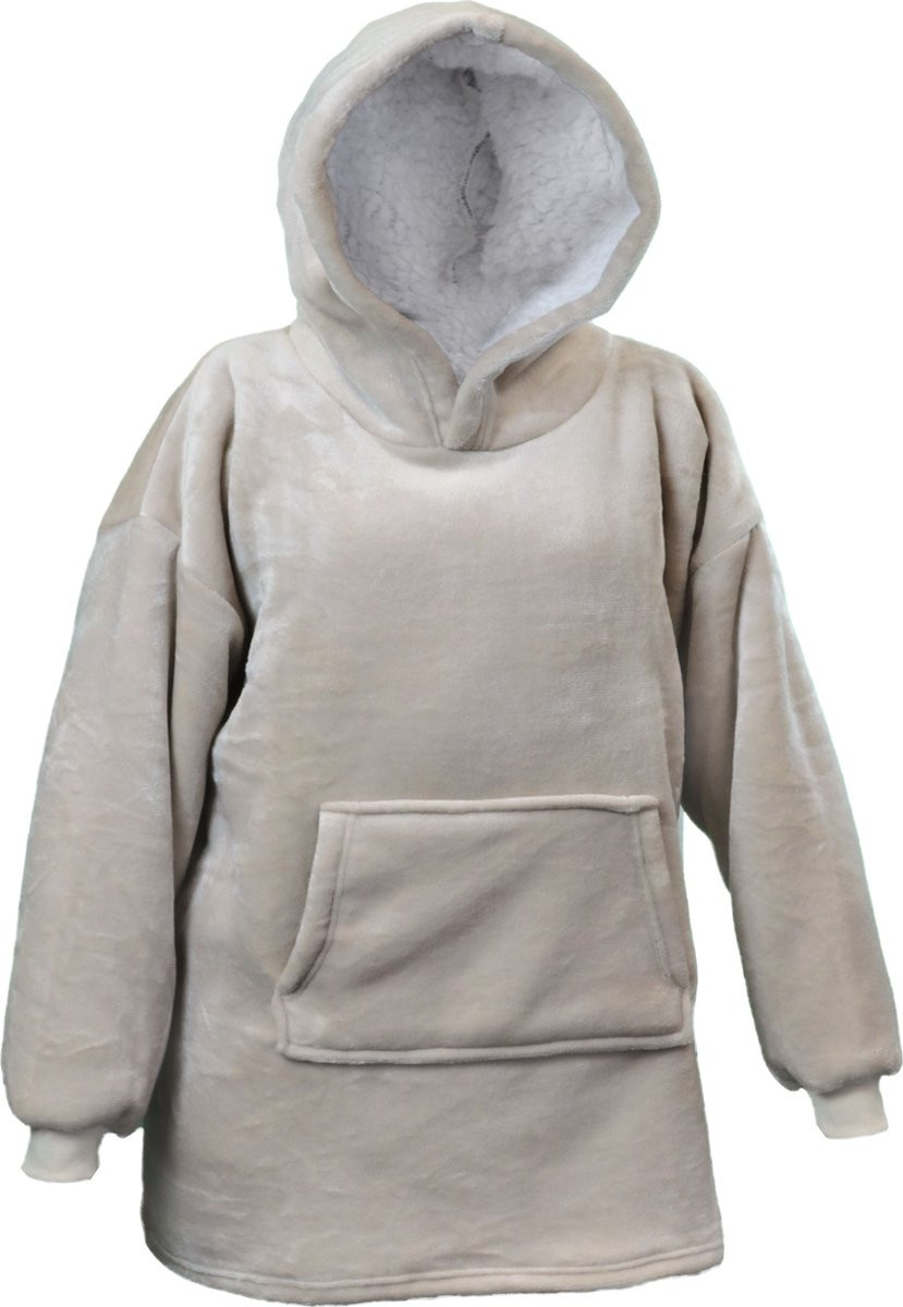 Fleece Hoodie Plaid met mouwen Warm Beige One size fits all voor dames en heren