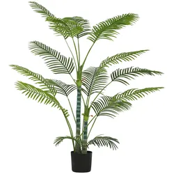 HOMCOM Künstliche Indoor-Palme 16 PEVA-Blätter stabiler Kunststofftopf 170 cm Grün